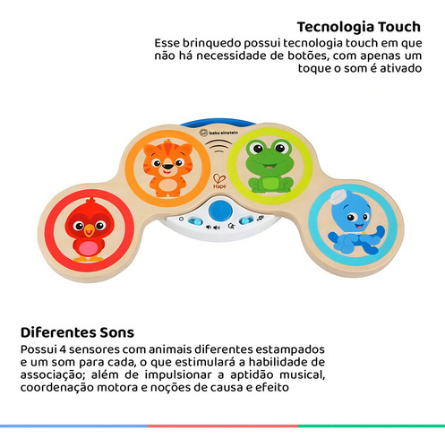 Brinquedo Educativo Bebê Interativo Tambor Musical Touch 6+m