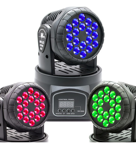Lorben Mini Moving Head Rgb 18x3w 90w Iluminação Dj 127/220V