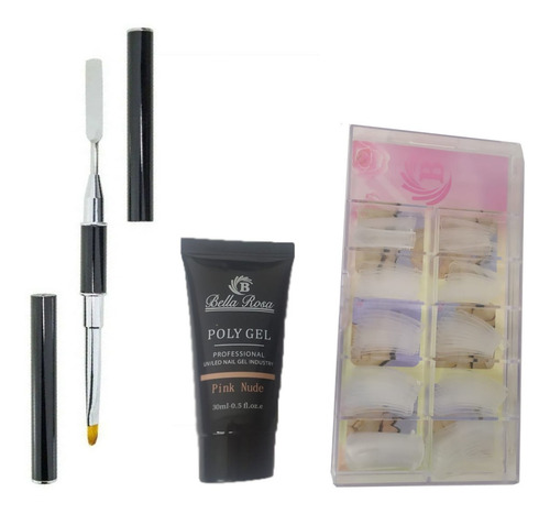 Kit Profissional Bela Rosa Molde F1 Polygel 30g Pincel Duplo