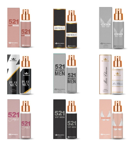 Kit 10 Mini Perfumes 15ml - Varias Fragrância - Revenda
