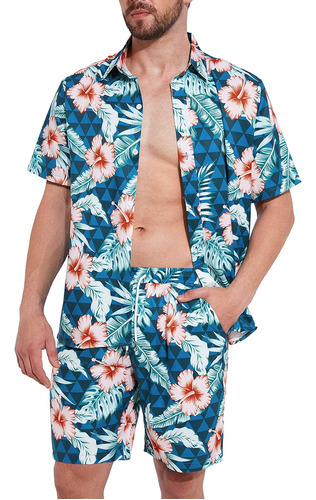 Conjunto De Camisa Hawaiana Y Pantal N Corto Para Hombre  2