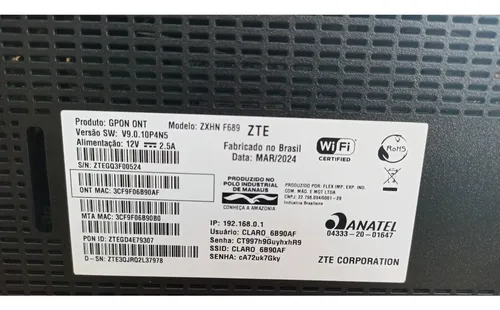 N✩.*˚ Modem Roteador Zte Zxhn F689 Alta Performance | MercadoLivre