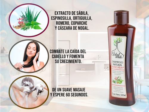 Imagen 2 de 10 de Shampoo Orgánico Arbol Verde Combate Caída Del Cabello 500ml