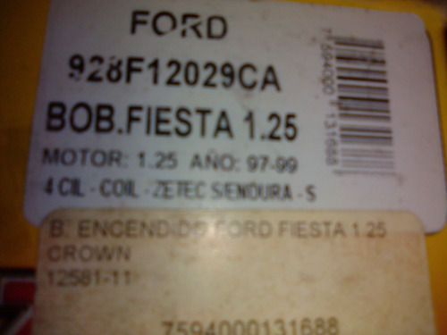 Bobina De Encendido 928f12029ca/ford Fiesta 1.25-4cil