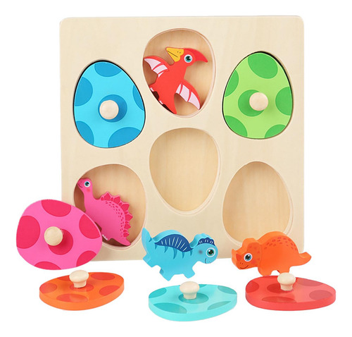 Rompecabezas De Clavijas De Madera, Dinosaurios,