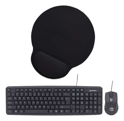 Combo Mousepad De Gel Con Teclado Y Mouse Manhattan B434362