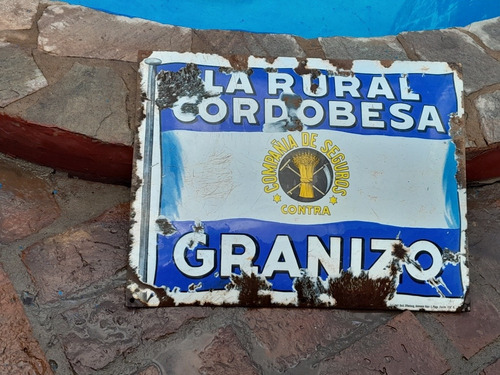 Antiguo Cartel Enlozado Seguros La Rural Cordobesa Granizo