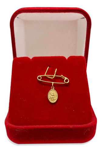 Alfinete De Ouro 18k Com Pingente São Miguel Arcanjo (av) Cor Amarelo
