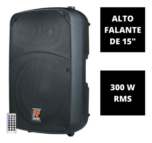 Alto-falante Staner SR-315A portátil com bluetooth preto 100V/240V