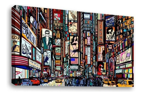 Cuadros Popart Tipo Oleo En Canvas Artistíco Color Ilustracion-nueva-york