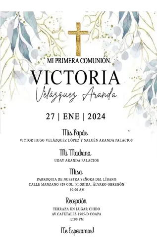 comprar Invitación Digital Para Bautizo O Primera Comunión Para Niña