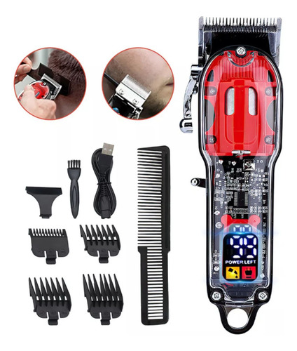 Maquininha De Cortar Cabelo -profissional Com Kit Completo Cor Vermelho 127/220V