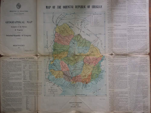 Mapa Uruguay 1915 Gran Formato Sinopsis Riquezas Y Progresos