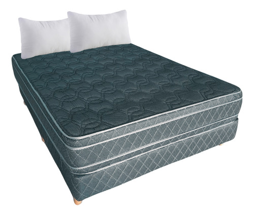 Conjunto Sommier 2 Plazas Ayfa Euro 140x190 26cm Almohadas Color Negro