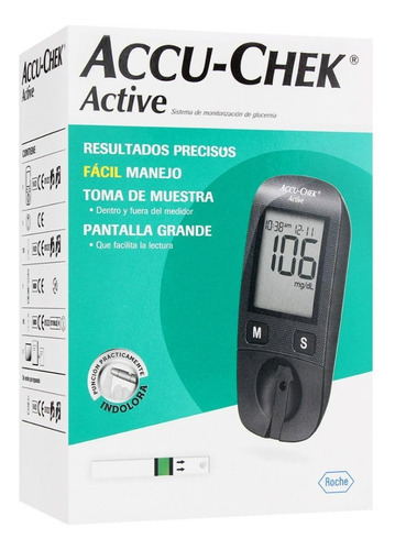 Accu - Chek Glucómetro Active Kit Con 10 Tiras Y 10 Lancetas