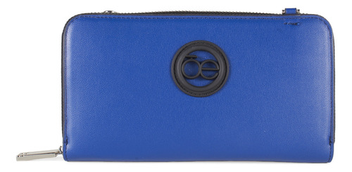 Cartera Cloe Para Mujer Grande Cierre Metálico Sencillo Color Azul