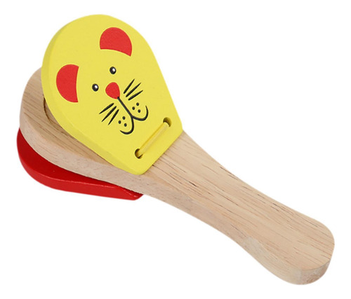Juguete Musical De Madera, Castañuela, Claqueta, Amarillo