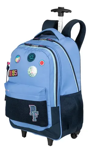 Mochila Carrinho Externo Paul Frank Casual Azul Liso