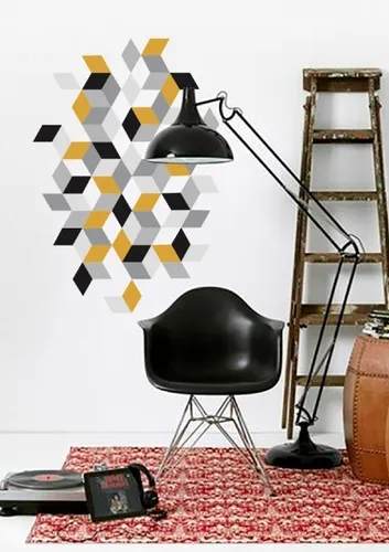 Vinilo Decorativo Minimalista 04. Sticker Gigante Para Muro Color Amarillo