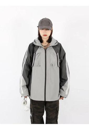 Chaqueta Cortavientos Con Capucha Y Bloques De Color Para Ho
