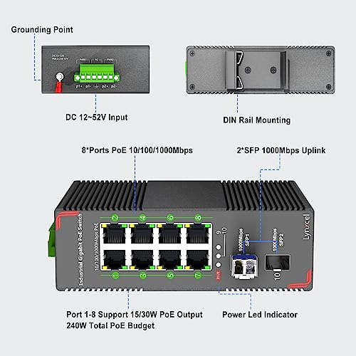 Pack Switch Poe Industrial 8-port 96w Con Sfp Y Din Rail
