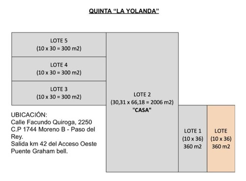 Quinta/lote De 3600m2 En Venta - Moreno