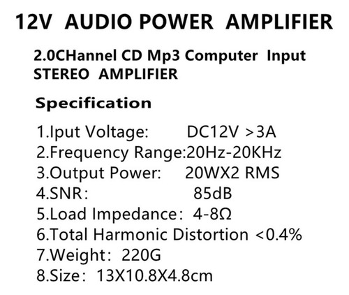 7j Amplificador De Potencia Receptor De Sonido Amp Subwoofer