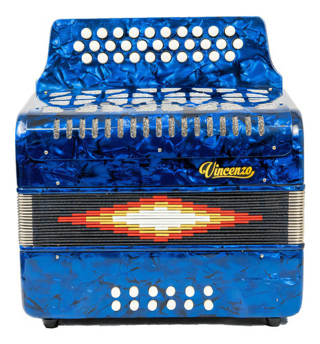 Acordeon Vincenzo 30 Botones, 12 Bajos, Sol C/estuche 12msi Color Azul