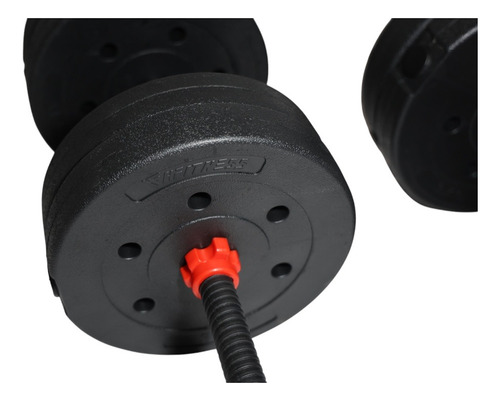 Mancuernas Pvc Kit 30kg, Cierre A Rosca + Extensor De Barras Negro