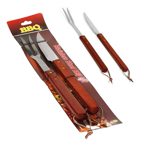 Cuchillo Tenedor Grandes Para Asado De Acero Inoxidable 