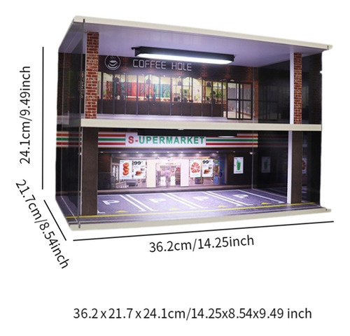 Vitrina Para Modelo De Vehículo, 1/32, 2 Capas Con Luces