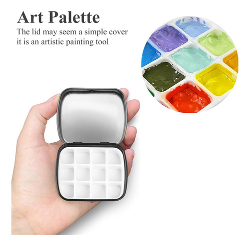 Mini Caja De Hojalata Portátil, Paleta De Acuarela Vacía, 12