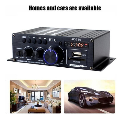 Amplificador Áudio Bluetooth Receiver 400w Fm Usb Karaokê