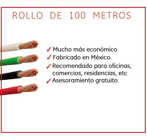 Imagen 2 de 6 de Paquete: 4 Rollos Cable Calibre 8 Thw Alucobre 100m Cada Uno
