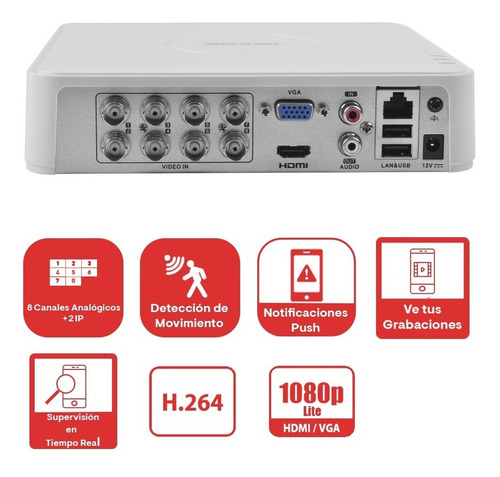 Imagen 2 de 6 de Kit Cctv Dvr 8 Canales - 4 Cámaras Hd 720p Hikvision 500 Gb