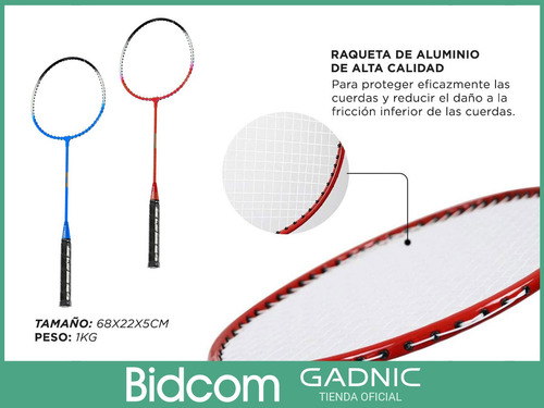 Imagen 6 de 9 de Juego De Badminton Raquetas + Plumas + Red + Soporte + Bolso