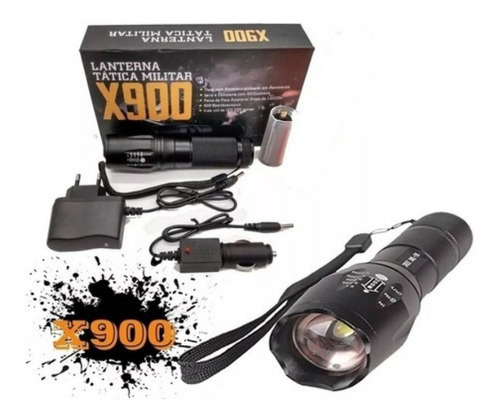 Lanterna Tática Militar X900  Com Zoom E Recarregável 