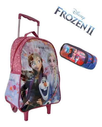 Mala Bolsa Feminina Escola Frozen Meninas Rodinha Kit Grande Cor Vermelho Desenho Do Tecido Frozen