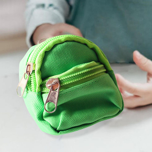 Mini Bolso De Muñeca Mochila Con Cremallera Verde
