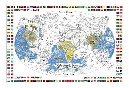 Pósteres - Dekali Designs Kids World Map Coloring Poster - 3