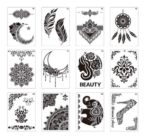 12 Page Diy Decorative Stencil For Painting Flower Art