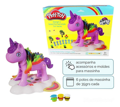 Kit Infantil Massinha Modelar Unicórnio Brinquedo  Colorido