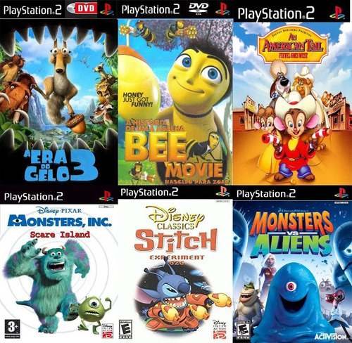 6 Jogos Infantis Ps2 - Games Crianças Familia Play 2 Patch