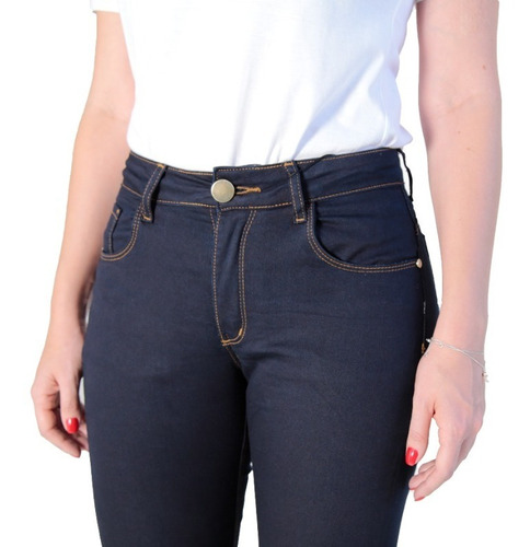 Imagem 4 de 5 de Calça Jeans Semi-flare Feminina Marinho