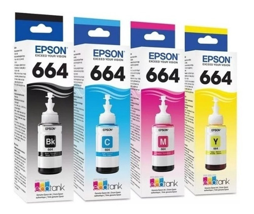 Imagen 9 de 10 de Pack 4 Tintas Epson Original T664 L210 L365 L1300 L220 L355