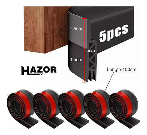 Hazor 5pzs Guardapolvo De Puerta, Protector De Puerta De Casa, Cubierta Impermeable De Puerta Exterior, Burlete De Puerta De Silicona Autoadhesiva Para Bloquear El Ruido Y Los Insectos (negro)