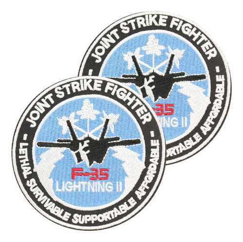 Parche De Tela Resistente, Mxjfr-002, 2 Parches, Jetfighter0 Color Negro/blanco/azul