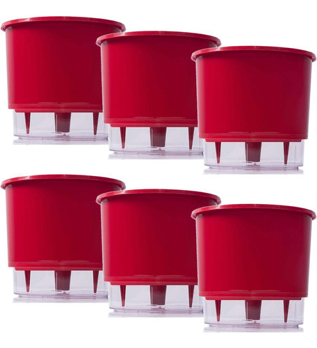 Vaso Raiz Autoirrigavel Pequeno N2 Vermelho Flores Kit 6 Pc