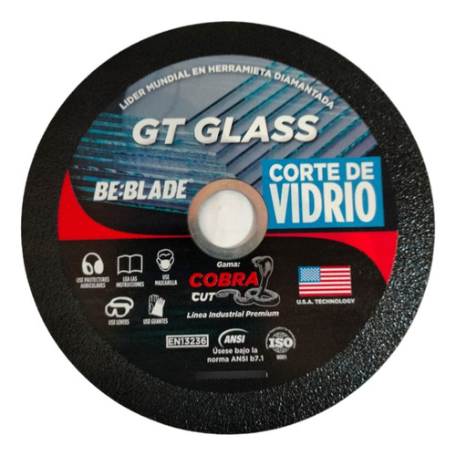 Disco 4.5 Gt Glass Corte Fino Vidrio, Onix, Mat. Vitreos 