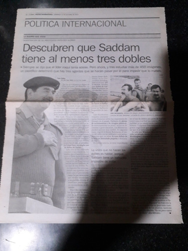Clipping Diario Clarín 13 10 2002 Saddam Hussein Irak 
